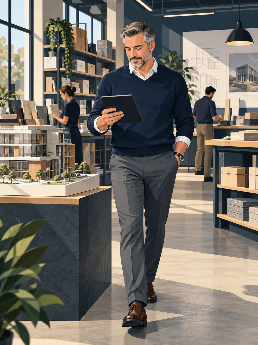Successful Canadian business owner inside a modern commercial workspace