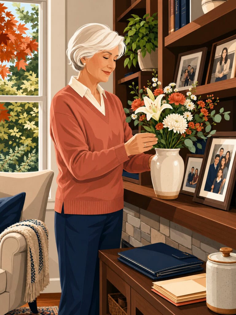 Canadian senior planning ahead for funeral expenses and family finances at home