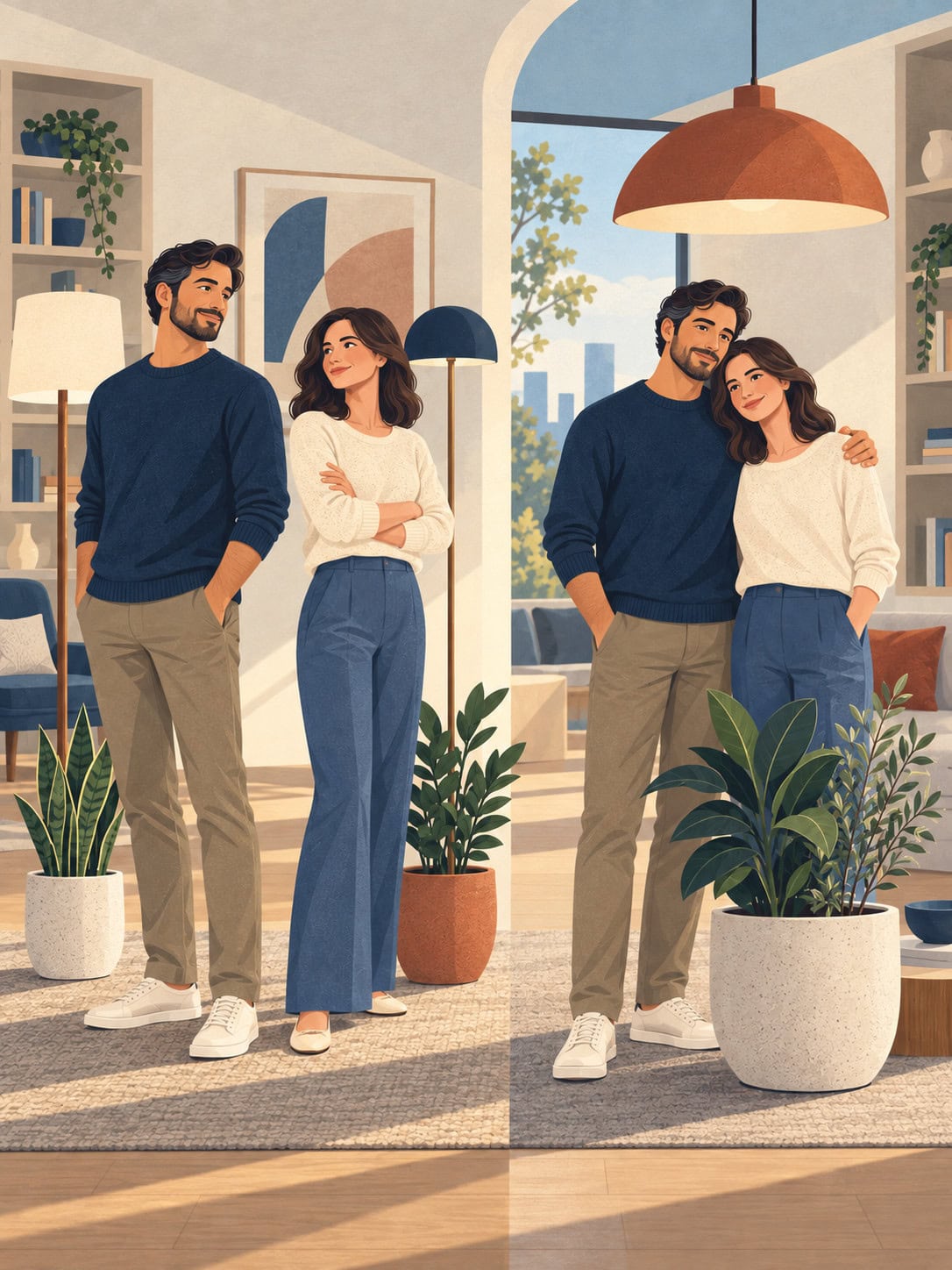 Couple illustrating the difference between single and joint life insurance policies in Canada