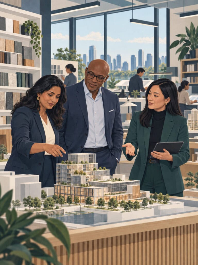 Diverse Canadian business owners using corporate wealth to build a long-term participating whole life asset.