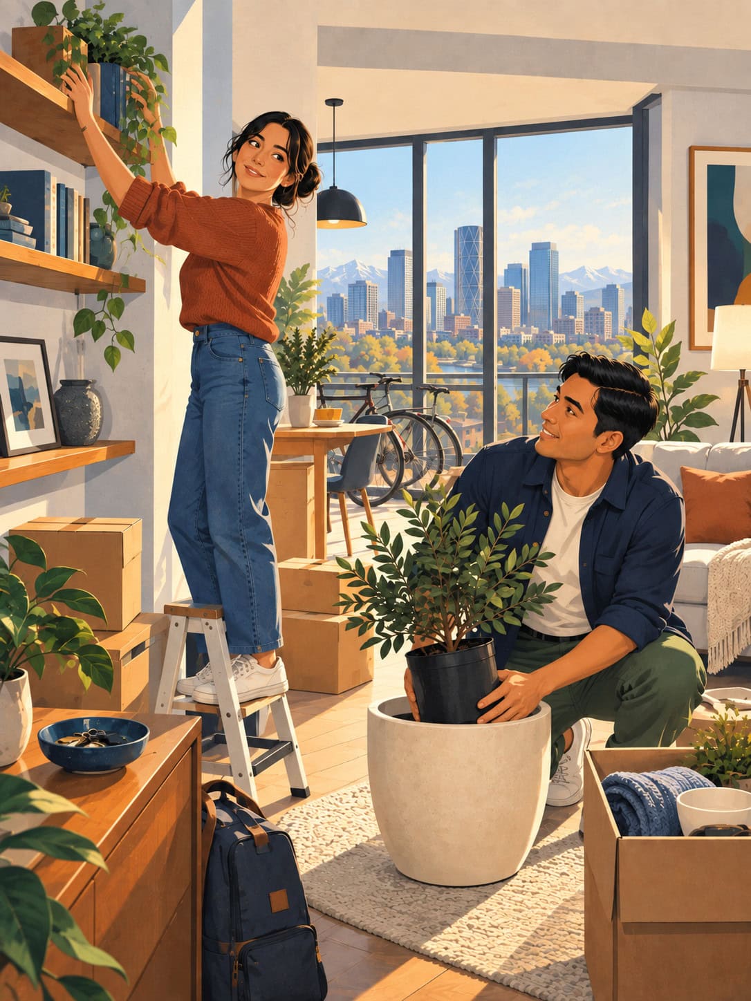 Young adults setting up a new home while planning for growing financial responsibilities in Canada