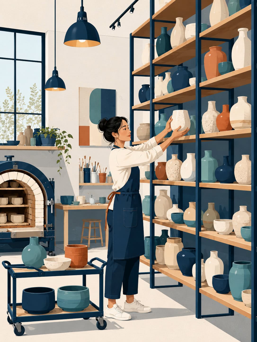 Life insurance with bipolar disorder in Canada illustrated through a calm, structured ceramics studio scene.