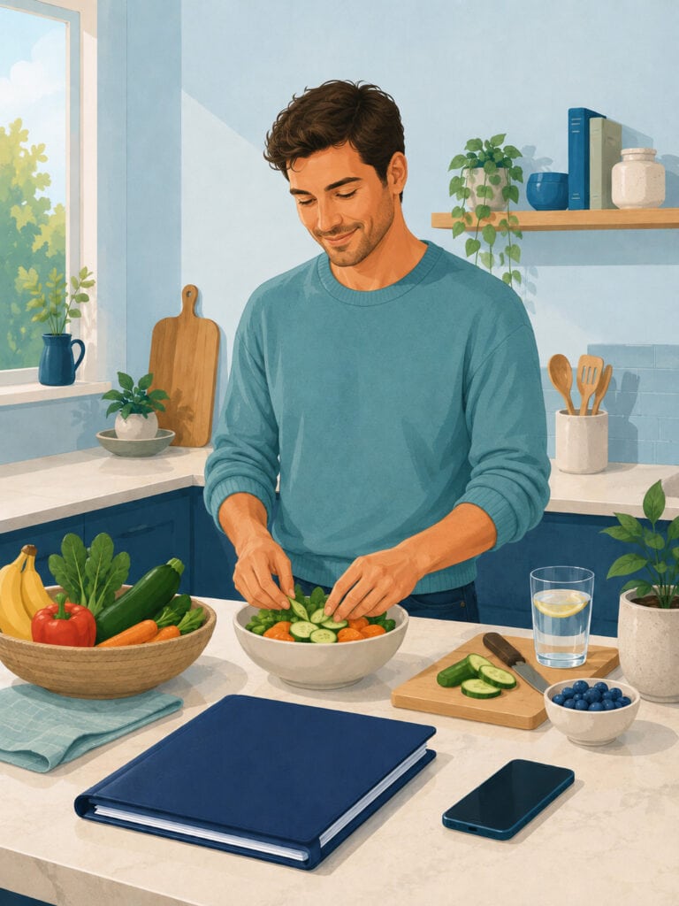 ibs-life-insurance-canada Adult preparing a calm routine while planning life insurance with IBS