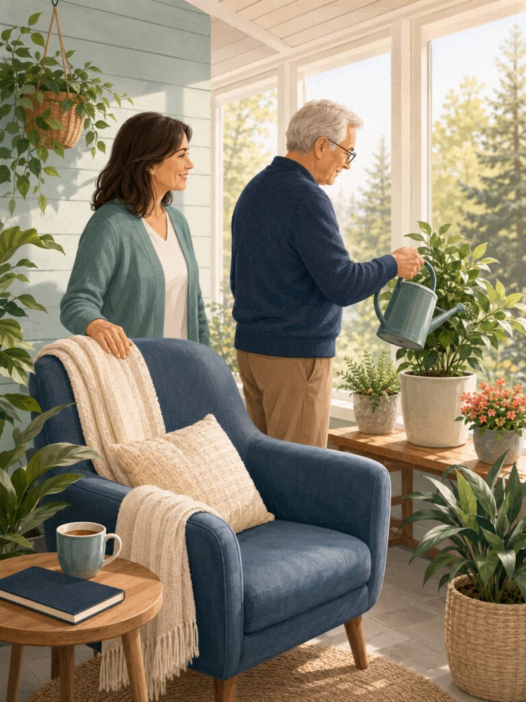 Calm home sunroom scene representing life insurance with Parkinson’s in Canada