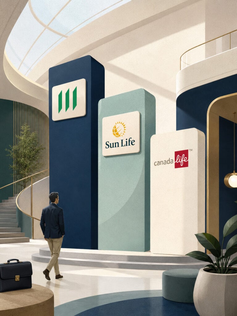 biggest-life-insurance-companies-canada Modern financial office scene representing the biggest life insurance companies in Canada