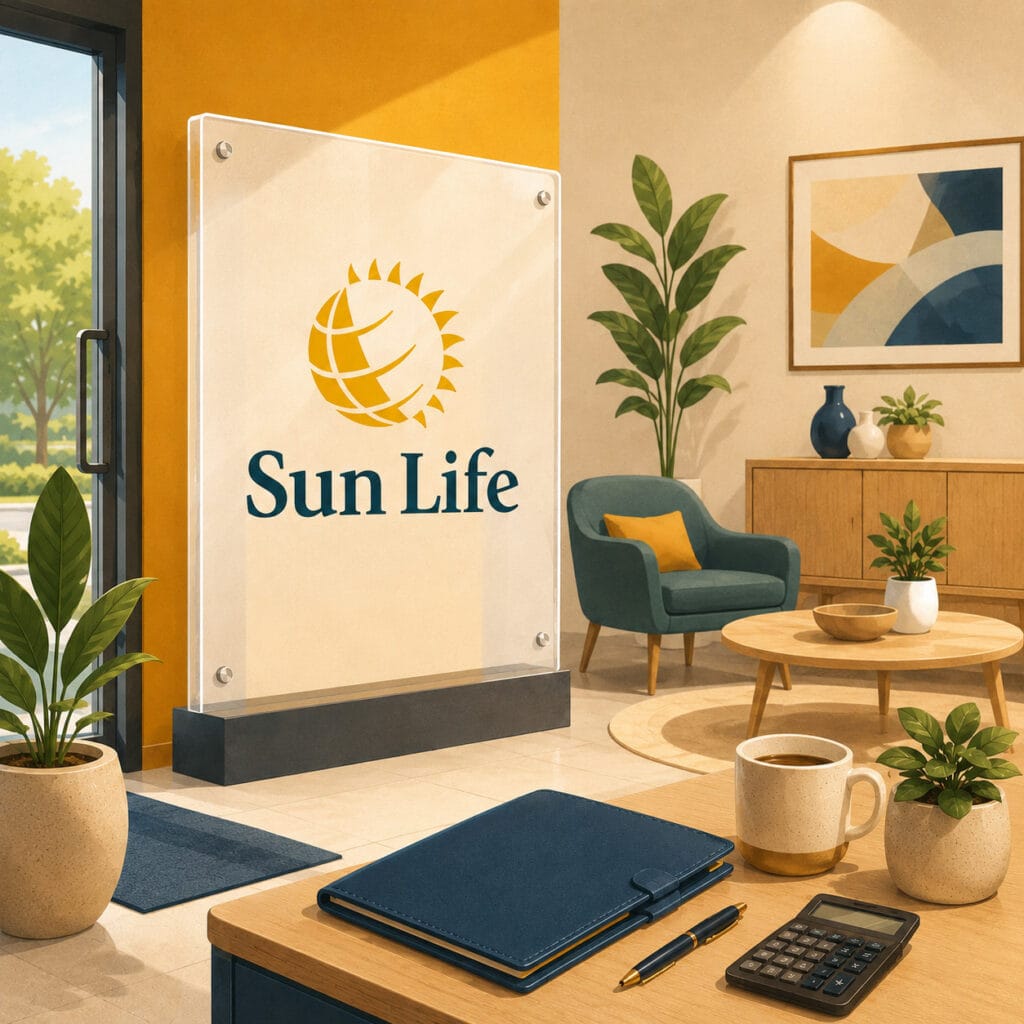 Sun Life insurance review with modern Canadian insurance planning scene