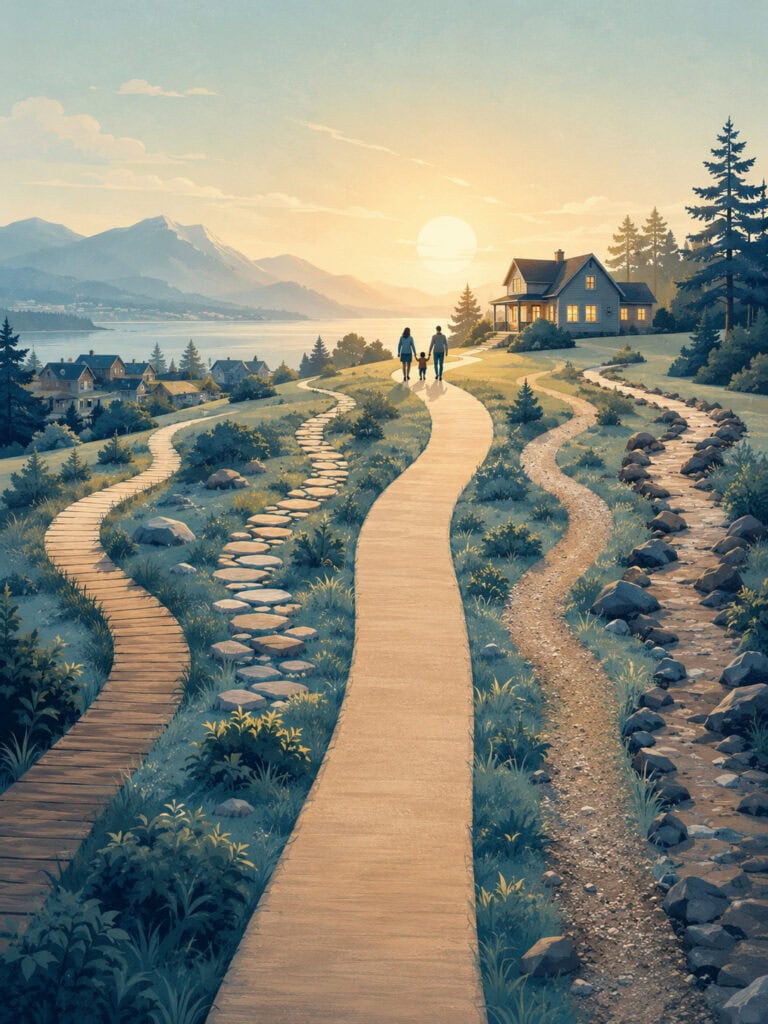 no-medical-life-insurance-canada No medical life insurance paths in Canada shown as calm routes toward family protection