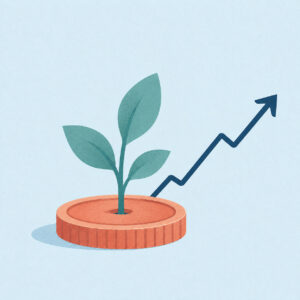 Segregated funds and retirement planning icon, plant growing from coin